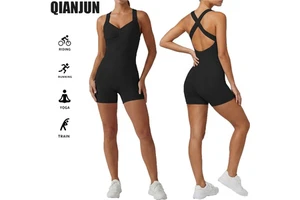 New Sports Bodysuits One Piece Yoga Jumpsuits for Women Gym Wear Running Training Exercise Short Sports Jumpsuit