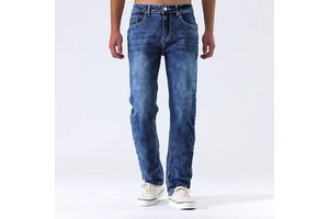 Men's Plus Size High-Quality Denim Jeans Regular Fit Custom OEM Washed Design