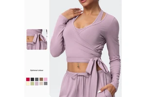 Women's Clothes Whosale Women's Top Quick-Drying Brushed Yoga Long Sleeve One-Piece Strap Yoga Wear Outdoor Sports Fitness Wear