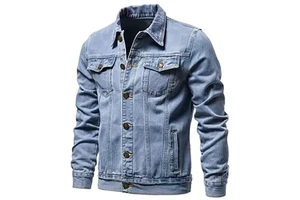 Wholesale Custom Logo Winter Plus Size Knitted Breathable Denim Jeans Jackets for Men