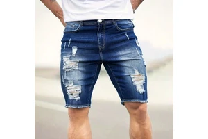 Men's Plus Size Clothing Casual Personalized Denim Shorts Fashion Destroyed Jean Shorts for Men