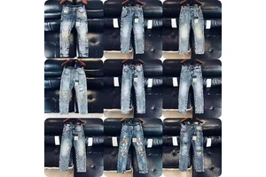 High Quality Men's Casual Distressed Jeans Customized Denim Trousers Breathable Fit Ripped Street Styles Washed Hole Decoration