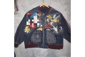 High Quality Oversize Women Denim Jackets with Cartoon Design Key Feature Women's Coats C0363