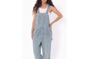Custom Women's Work Overalls Carpenter Plus Size Rompers and Jumpsuit Stripe Blue Baggy Jeans Pants