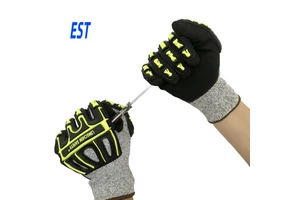 TPR Nitrile Rubber Coated Palm Vibration Absorption Damping Saftey Cut Resistant Anti Impact Vibration Resistant Gloves