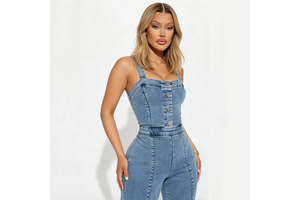 Best Selling Sexy Strappy Top Skinny High Waist Y2K Summer Denim Overalls Jumpsuit for Women