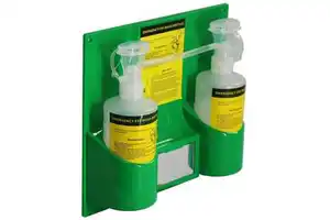 Portable Wall-Mounted Emergency Eye Protection Station Kit with 500ml Double Empty Eyewash Replacement Bottle and PC Frame