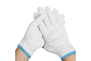 Shuoya Custom Logo Anti-Slip White Natural Gray Nylon Cotton Knit Safety Working Gloves SYC50 for Construction & Factory Use