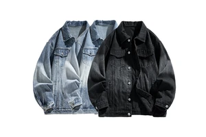 Custom Men's Vintage Denim Jacket Trendy Loose Fit Trendy Loose-Fit Casual Jacket