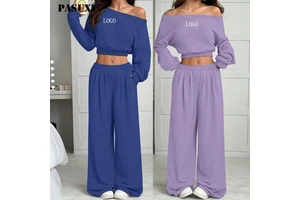 PASUXI Custom Woman Fashion Set Loose Knit Top and Pants Elegant Women's Suits Plus Size Casual 2 Piece Set Women