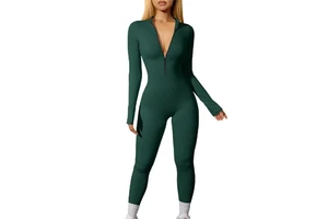 High Stretchy Casual Short Workout Athletic Suits Custom Logo Women Gym Fitness Jumpsuit Half Zip Solid Color Cotton One Set