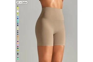 Double-sided Abrasion Tight Solid Color Yoga Shorts High Waist Stretch Sports Fitness Three-point Yoga Pants