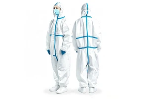 Antistatic Disposable Protective Suit with Hood Elastic Cuffs SMS Safety Coverall for Cleanroom Electronics Factory Lab