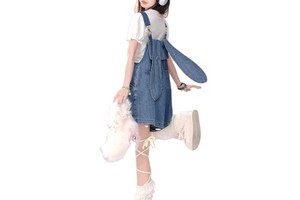 Summer Custom Cute Rabbit Ear Loose Soft Denim Overalls Short One Piece Jumpsuit Women's Casual Wear