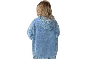 Custom Made and Hot Style Women's Casual Pullover Blue Denim Jacket Vintage Distressed Jean Hoodies Jacket Tops