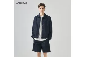 Men's Denim Jacket For Men Vintage Letter Print Loose Fit Lapel Zipper Winter Casual Streetwear Denim Jacket Casual Jackets