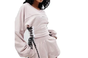 Women's High-End Casual Sports Suit Breathable Knitting Fabric Summer Two-Piece Set Plus Size Hoodie Contrasting Strap Design