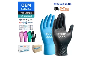 Latex Rubber Free Non-Sterile 5 Mil Nitrile Disposable Plastic Gloves for Medical Exam