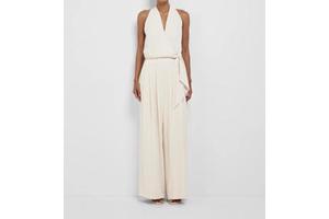 V-Neck Women's Elegant Casual Single Breasted Belt Daily Workplace Suit Solid Cotton Linen Quick Dry Breathable Wide Leg Pants