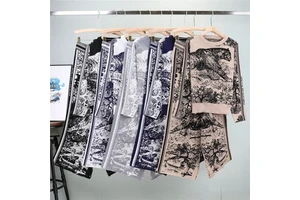 B41025 Fashion Set Women's Autumn/winter Printed Wide-leg Pants Slimming European Two-piece Tiger Knit Sweater
