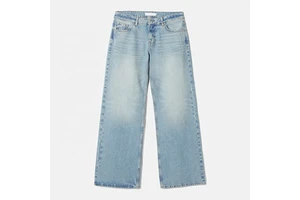 OEM Women's Loose Fit Low Rise Jeans 100% Cotton Light Blue Denim Pants Casual Streetwear Wide Leg Jeans