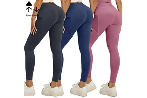 European Sizes Seamless Dual-Pocket Sports Fitness Leggings High-Waisted Plus-Size Elastic Tight Leggings Women's Yoga Pants