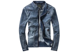 Mens Solid Denim Jackets Formal Winter Hooded Windproof Cotton Front Logo Customizable Jacket