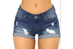 Worn Out Denim Shorts 2022 Casual Women's Sexy Stretch Denim Shorts