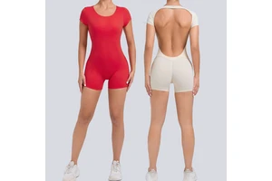 Hip Lifting Breathable Four-Way Stretch Yoga Jumpsuit Backless Sleeve Spandex/Nylon Outdoor Running One Piece Clothing Sports