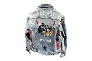 Custom logo Y2K Riding Coats With Patched Work Denim Men's Jackets Washed Denim Jacket With Embroidery