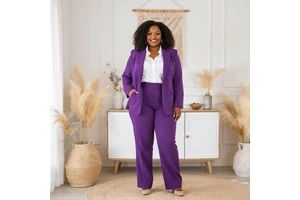Fashion Plus Size Pantsuits for Women Elegant 2-Piece Business Suits for Office or Events