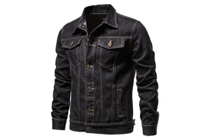 Men's Slim Fit Button-Up Denim Jacket Casual Outwear Fall Coat With Stylish Button Design