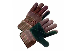 Leather Work Gloves with Reinforced Stitching Durable Industrial Rigger Gloves with Dual Palm Layer Split Leather Safety Glove
