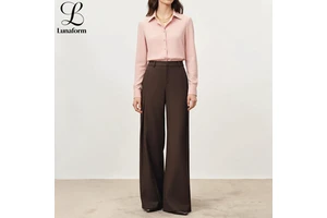 Extra Long Women Office Pants High Waist Workwear Business Ladies Formal Daily Wide Leg Trousers Tall Wholesale Custom Inseam