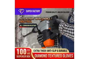 Custom Disposable Black Nitrile 8mil Thick Powder-Free Protective Gloves Diamond Grip Waterproof Durable for Home Machinery