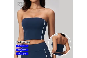 Roregal Women's Strapless Sports Bra Sexy Open-Back Breathable Quick-Dry Activewear Non-Slip Bandeau Workout Top