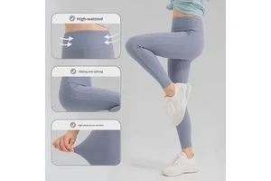 Breathable Girls' Summer High Elastic Yoga Pants Spandex/Nylon Ankle-Length Solid Wrinkle-Resistant Elastic Waist Cloud Feeling