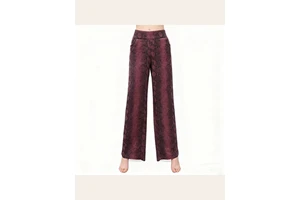 OEM Women's Burgundy Animal Print Straight Leg Stretch Pants for Boutique Brands