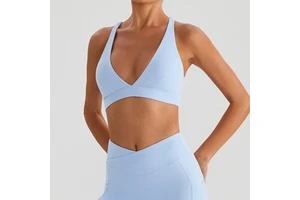 XW-YW574 Custom Sweatsuits With Logo Women Cross Back Sports Bra Gym Wear Wholesale Women Fitness Short Sweatsuit Running Tops
