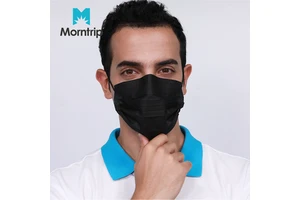 High Quality Black 4 Ply Disposable Face Mask Breathable Protective CE Certified 95%-99% Filter Rating Elastic Earloop Adult