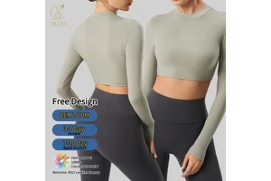 Siluo Custom Women's Active Wear Lightweight Yoga Long Sleeve Top Breathable Gym Comfortable Fit Front Yoga Top for Fitness