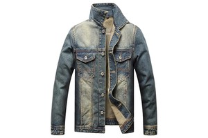 100% Cotton Double Breasted Canvas Denim Jacket for Men Spring Front Casual Solid Color Waterproof Windproof High Quality