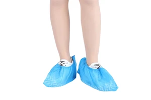 Wholesale Disposable PP 25G Non-woven Blue Black Premium Steel Toe Anti-dust Shoe Cover with Rubber Band Closure Customizable