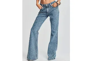 Customized High Street Women's Loose Straight Denim Pants Breathable Casual Distressed Jeans Ripped Medium Wash Comfortable Hole