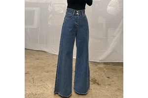 Boutique Wholesale 2026 Autumn French Vintage High Waist Slim and Versatile Ragged Edge Slim Straight Leg Women's Jeans