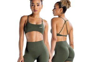 7-1 OEM ODM Customizable Gym Seamless Womens Activewear Nylon Elastane Seamless Custom Sports Bra Logo