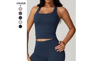 Summer Yoga Tops Sports Vest Women Tight Sets Quick Drying Four-Way Stretch Breathable Light Support Spandex/Nylon Casual Bra