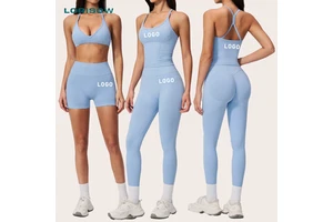 LORISOW Solid Knitted Yoga Suit For Women High-End Outdoor Running Quick-Drying Seamless Highly Stretchy 4-Piece Fitness Wear