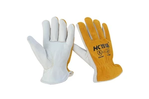 Wholesale Custom Logo White Sheepskin Leather Work Safety Gloves with Custom Logo
