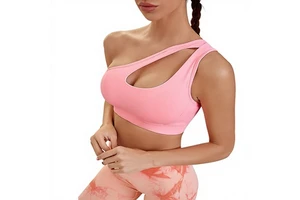 Womens Sports Bra Medium Support Spandex/Nylon Shock-Absorbing Breathable Quick-Drying Outerwear-Ready Back-Smoothing
